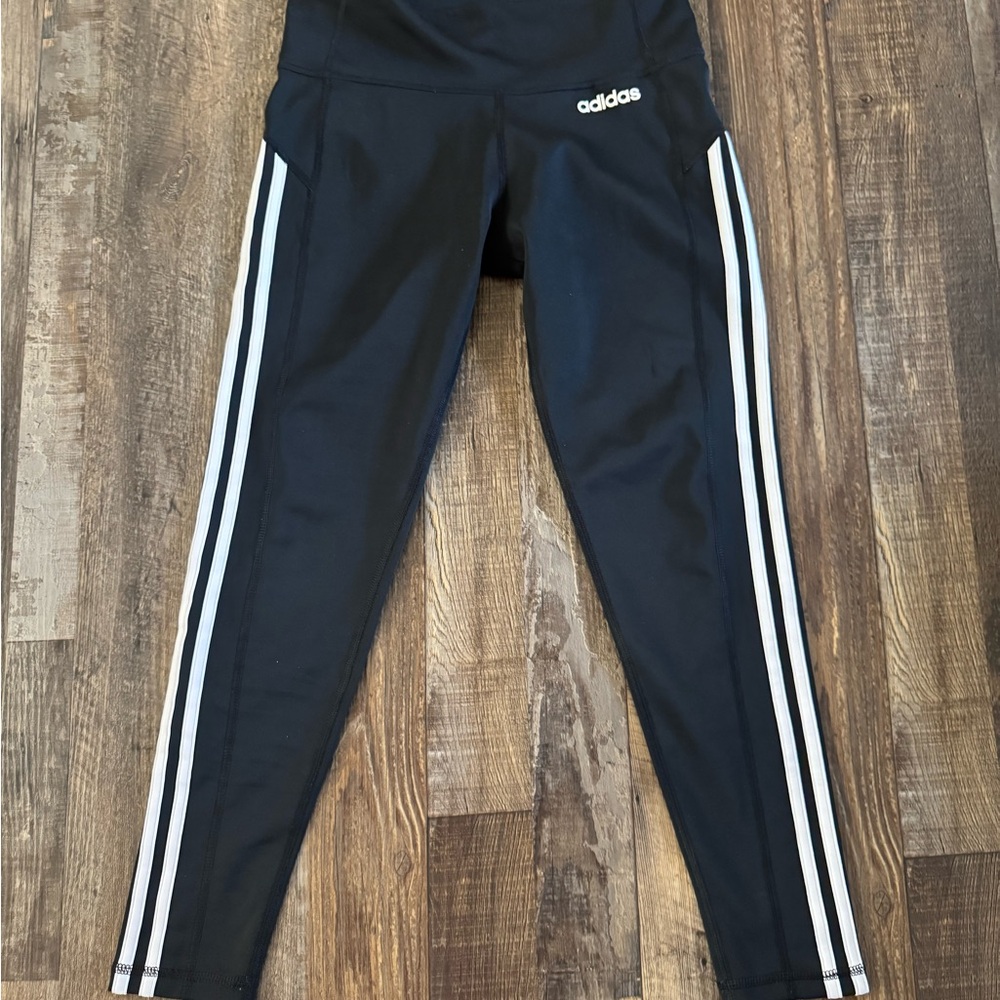 Adidas black Leggings with White Stripes